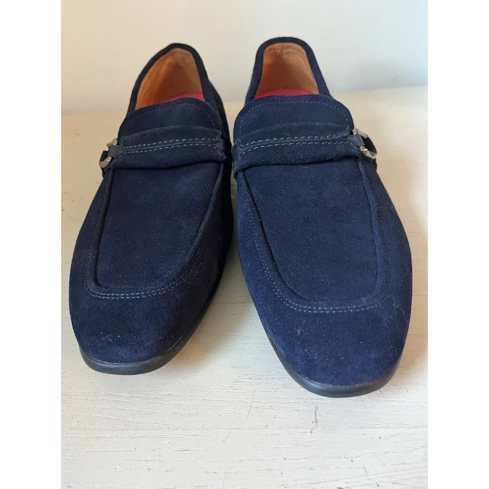 ETACY ADAMS Men's Quillan Size 8 Loafers Slip On Blue Leather Shoes 25525-415